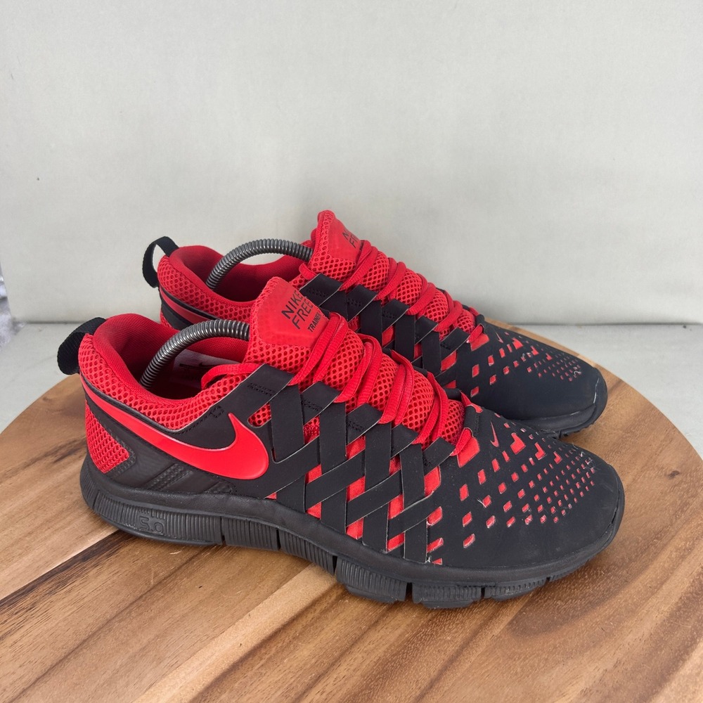 Nike Free Trainer 5.0 Mens Red Black Running Shoes 579809-060 Size 10